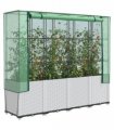 vidaXL Raised Bed with Greenhouse Cover Rattan Look 160x40x153 cm — Colour: white