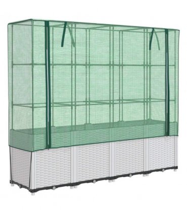 vidaXL Raised Bed with Greenhouse Cover Rattan Look 160x40x153 cm — Colour: white