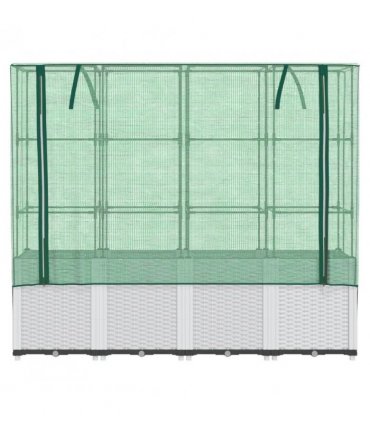 vidaXL Raised Bed with Greenhouse Cover Rattan Look 160x40x153 cm — Colour: white