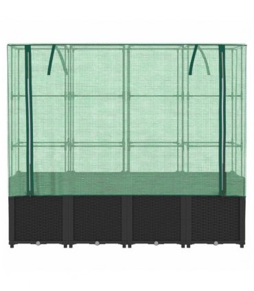vidaXL Raised Bed with Greenhouse Cover Rattan Look 160x40x153 cm — Colour: black
