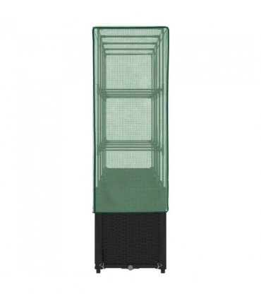vidaXL Raised Bed with Greenhouse Cover Rattan Look 160x40x153 cm — Colour: black