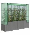 vidaXL Raised Bed with Greenhouse Cover Rattan Look 160x40x153 cm — Colour: light grey