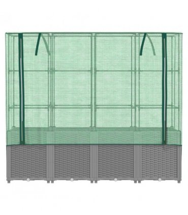 vidaXL Raised Bed with Greenhouse Cover Rattan Look 160x40x153 cm — Colour: light grey