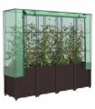vidaXL Raised Bed with Greenhouse Cover Rattan Look 160x40x153 cm — Colour: brown