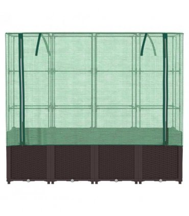 vidaXL Raised Bed with Greenhouse Cover Rattan Look 160x40x153 cm — Colour: brown