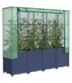 vidaXL Raised Bed with Greenhouse Cover Rattan Look 160x40x153 cm — Colour: blue grey