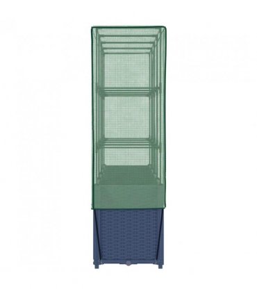 vidaXL Raised Bed with Greenhouse Cover Rattan Look 160x40x153 cm — Colour: blue grey