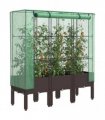 vidaXL Raised Bed with Greenhouse Cover Rattan Look 120x40x140 cm — Colour: brown, Size: 120 x 40 x 140 cm