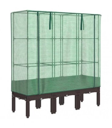 vidaXL Raised Bed with Greenhouse Cover Rattan Look 120x40x140 cm — Colour: brown, Size: 120 x 40 x 140 cm