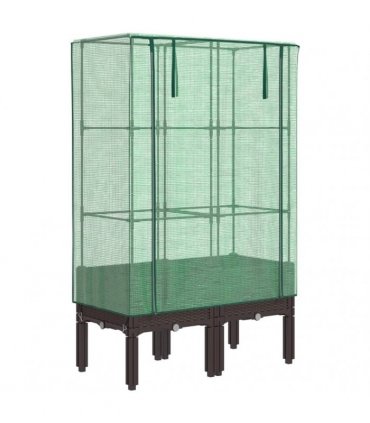 vidaXL Raised Bed with Greenhouse Cover Rattan Look 80x40x140 cm — Colour: brown, Size: 80 x 40 x 140 cm