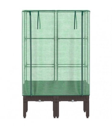 vidaXL Raised Bed with Greenhouse Cover Rattan Look 80x40x140 cm — Colour: brown, Size: 80 x 40 x 140 cm