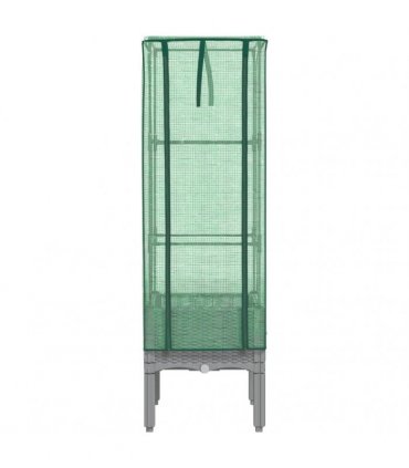 vidaXL Raised Bed with Greenhouse Cover Rattan Look 40x40x140 cm — Colour: light grey, Size: 40 x 40 x 140 cm