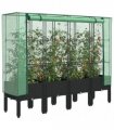 vidaXL Raised Bed with Greenhouse Cover Rattan Look 160x40x140 cm — Colour: black, Size: 160 x 40 x 140 cm
