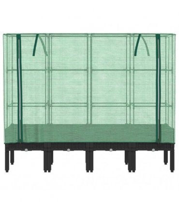 vidaXL Raised Bed with Greenhouse Cover Rattan Look 160x40x140 cm — Colour: black, Size: 160 x 40 x 140 cm