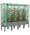 vidaXL Raised Bed with Greenhouse Cover Rattan Look 160x40x140 cm — Colour: light grey, Size: 160 x 40 x 140 cm