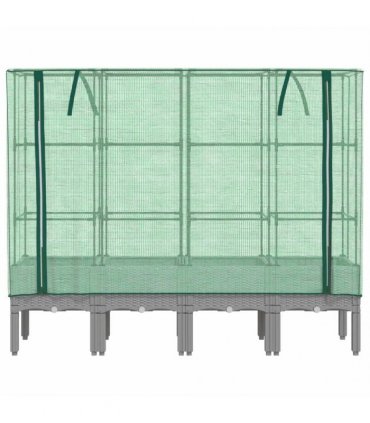 vidaXL Raised Bed with Greenhouse Cover Rattan Look 160x40x140 cm — Colour: light grey, Size: 160 x 40 x 140 cm