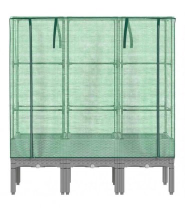 vidaXL Raised Bed with Greenhouse Cover Rattan Look 120x40x140 cm — Colour: light grey, Size: 120 x 40 x 140 cm