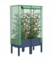 vidaXL Raised Bed with Greenhouse Cover Rattan Look 80x40x140 cm — Colour: blue grey, Size: 80 x 40 x 140 cm