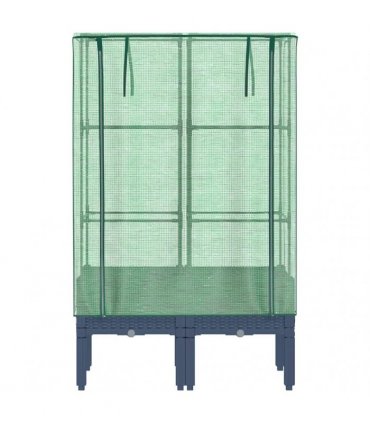 vidaXL Raised Bed with Greenhouse Cover Rattan Look 80x40x140 cm — Colour: blue grey, Size: 80 x 40 x 140 cm