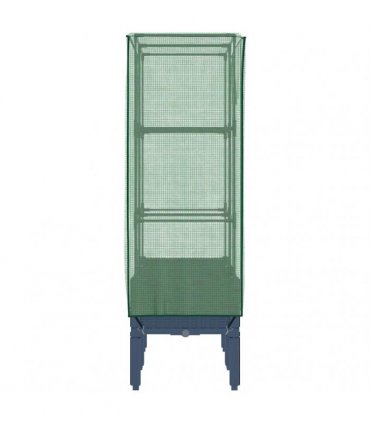 vidaXL Raised Bed with Greenhouse Cover Rattan Look 80x40x140 cm — Colour: blue grey, Size: 80 x 40 x 140 cm
