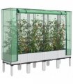 vidaXL Raised Bed with Greenhouse Cover Rattan Look 160x40x140 cm — Colour: white, Size: 160 x 40 x 140 cm