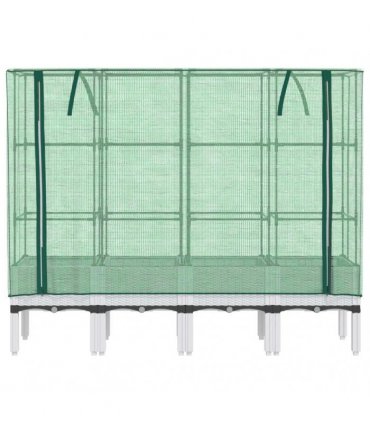 vidaXL Raised Bed with Greenhouse Cover Rattan Look 160x40x140 cm — Colour: white, Size: 160 x 40 x 140 cm