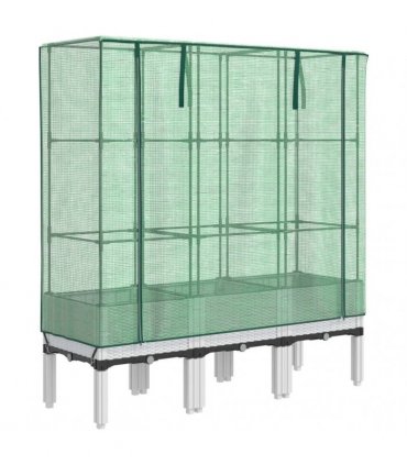 vidaXL Raised Bed with Greenhouse Cover Rattan Look 120x40x140 cm — Colour: white, Size: 120 x 40 x 140 cm
