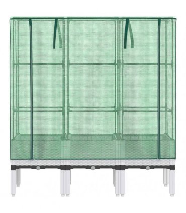 vidaXL Raised Bed with Greenhouse Cover Rattan Look 120x40x140 cm — Colour: white, Size: 120 x 40 x 140 cm
