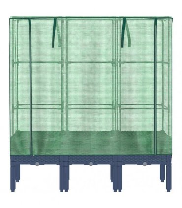 vidaXL Raised Bed with Greenhouse Cover Rattan Look 120x40x140 cm — Colour: blue grey, Size: 120 x 40 x 140 cm