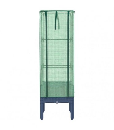 vidaXL Raised Bed with Greenhouse Cover Rattan Look 40x40x140 cm — Colour: blue grey, Size: 40 x 40 x 140 cm