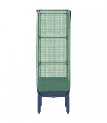 vidaXL Raised Bed with Greenhouse Cover Rattan Look 40x40x140 cm — Colour: blue grey, Size: 40 x 40 x 140 cm