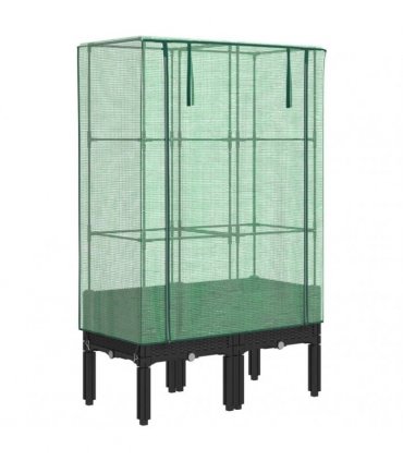 vidaXL Raised Bed with Greenhouse Cover Rattan Look 80x40x140 cm — Colour: black, Size: 80 x 40 x 140 cm