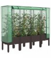 vidaXL Raised Bed with Greenhouse Cover Rattan Look 160x40x140 cm — Colour: brown, Size: 160 x 40 x 140 cm