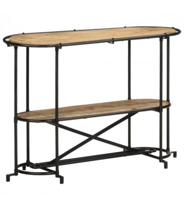 vidaXL Console Table 110x42x76 cm Solid Wood Rough Mango — Colour: Black