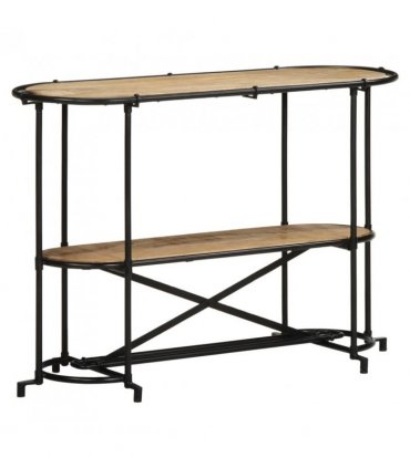 vidaXL Console Table 110x42x76 cm Solid Wood Rough Mango — Colour: Black
