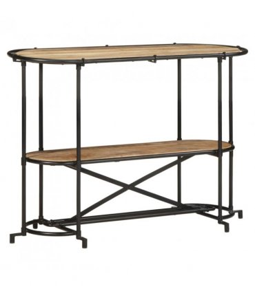 vidaXL Console Table 110x42x76 cm Solid Wood Rough Mango — Colour: Black