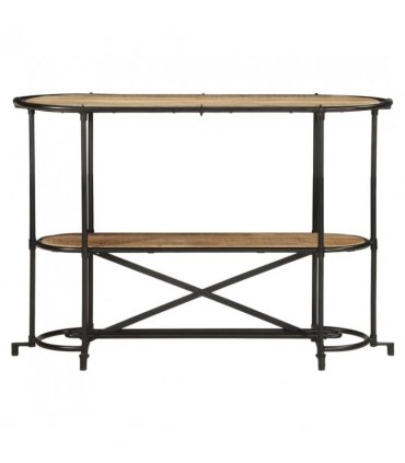 vidaXL Console Table 110x42x76 cm Solid Wood Rough Mango — Colour: Black