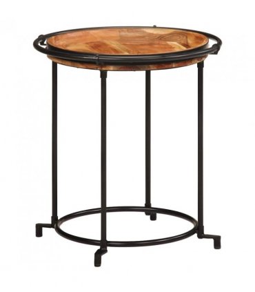 vidaXL 2 Piece Side Table Set Solid Wood Acacia — Colour: Black, Size: 55 x 54 cm, 42 x 40 cm