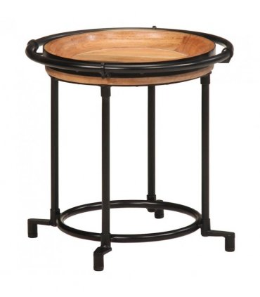 vidaXL 2 Piece Side Table Set Solid Wood Acacia — Colour: Black, Size: 55 x 54 cm, 42 x 40 cm