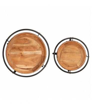vidaXL 2 Piece Side Table Set Solid Wood Acacia — Colour: Black, Size: 55 x 54 cm, 42 x 40 cm