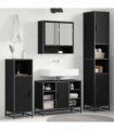 vidaXL Bathroom Furniture Set with Door Black Oak 35 x 37.5 x 188.5 cm