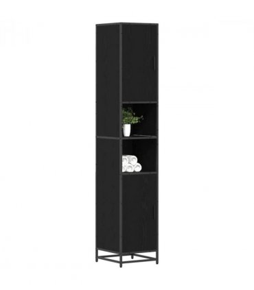 vidaXL Bathroom Furniture Set with Door Black Oak 35 x 37.5 x 188.5 cm