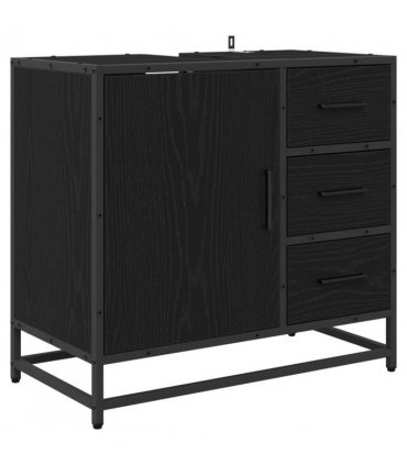 vidaXL Bathroom Furniture Set 2 pcs Black oak Engineered wood