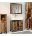 vidaXL Bathroom Furniture Set with Door 2 pcs Old Wood Engineered Wood