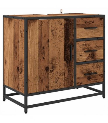 vidaXL Bathroom Furniture Set with Door 2 pcs Old Wood Engineered Wood