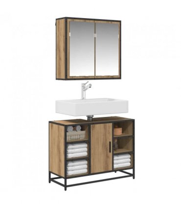 vidaXL Bathroom Furniture Set 2 pcs Artisan Oak Engineered Wood