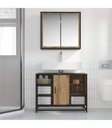 vidaXL Bathroom Furniture Set 2 pcs Artisan Oak Engineered Wood
