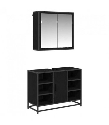 vidaXL Bathroom Furniture Set 2 pcs Black Oak Engineered Wood — V0671985411