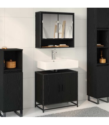 vidaXL Bathroom Furniture Set 2 pcs Black Oak Engineered Wood — V0671985415