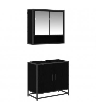 vidaXL Bathroom Furniture Set 2 pcs Black Oak Engineered Wood — V0671985415